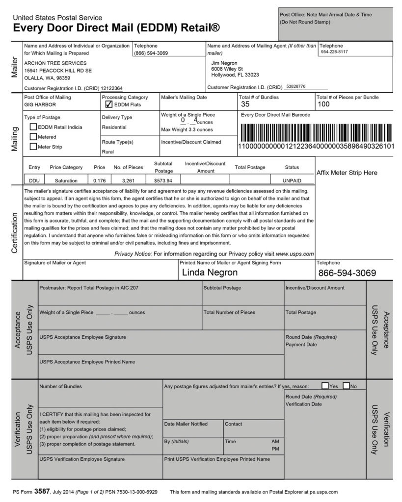 Every Door Direct Mail Documents Print Label and Mail