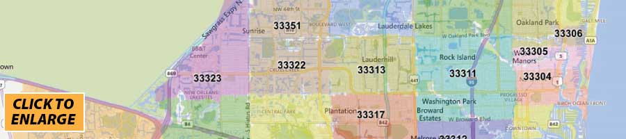Broward County Zip Code Map - Print Label and Mail