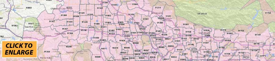 los angeles county zip code map - Print Label and Mail