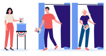 registered-voters people in voting booths