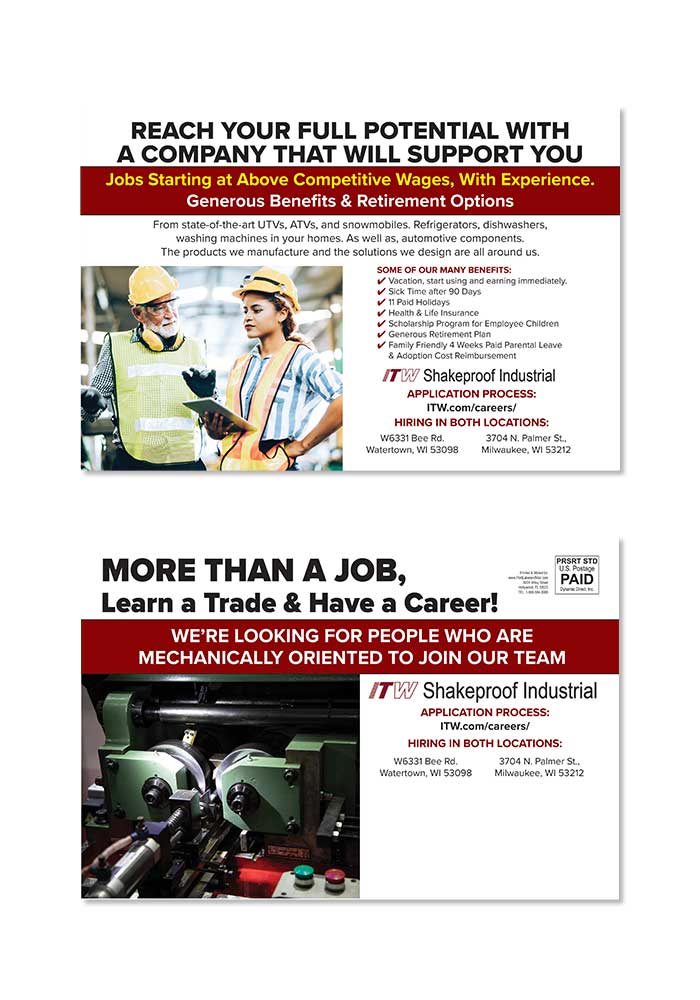 Employment Recruitment Postcard Samples | PrintLabelAndMail.com