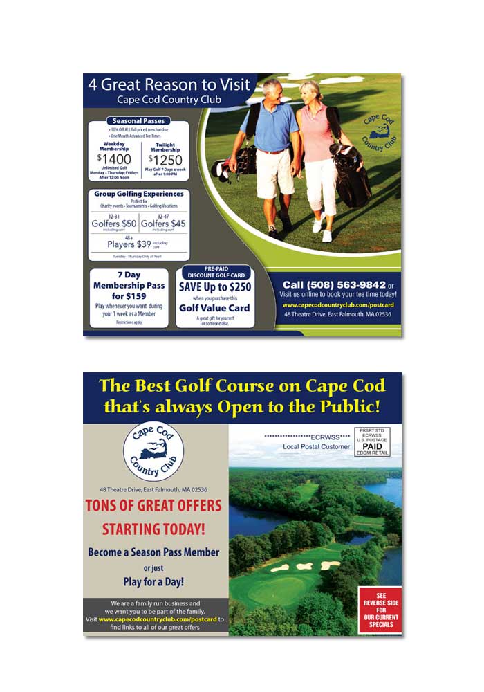 Golf Country Club Resort Postcard Samples | PrintLabelAndMail.com